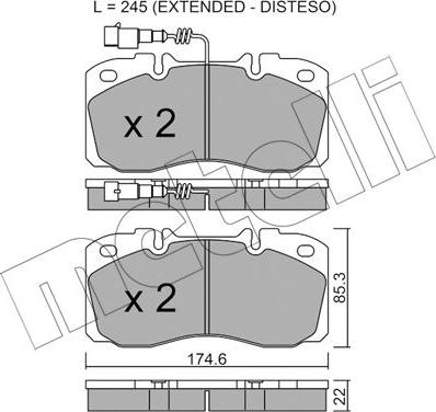 Metelli 22-0268-5 - Kit pastiglie freno, Freno a disco autozon.pro