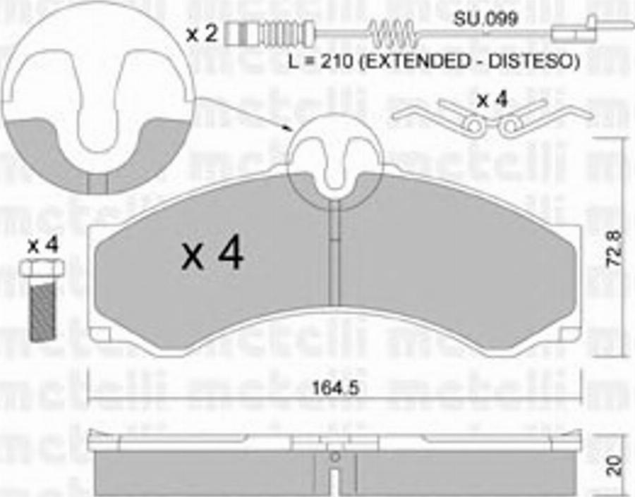 Metelli 22-0262-0K - Kit pastiglie freno, Freno a disco autozon.pro