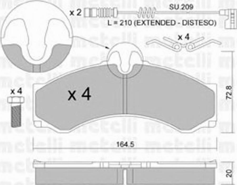 Metelli 22-0262-1K - Kit pastiglie freno, Freno a disco autozon.pro