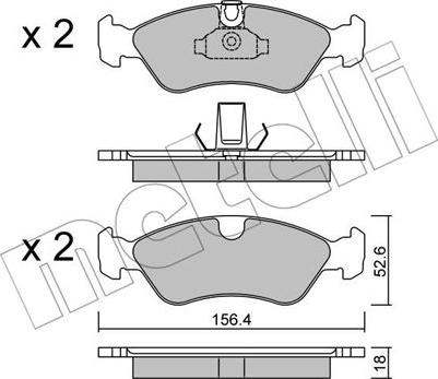 Metelli 22-0208-0 - Kit pastiglie freno, Freno a disco autozon.pro