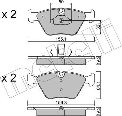 Metelli 22-0207-5 - Kit pastiglie freno, Freno a disco autozon.pro