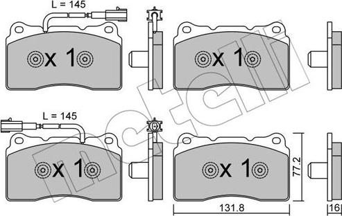 Metelli 22-0288-6 - Kit pastiglie freno, Freno a disco autozon.pro