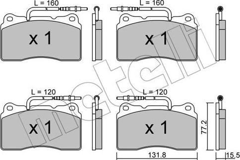 Metelli 22-0288-3 - Kit pastiglie freno, Freno a disco autozon.pro