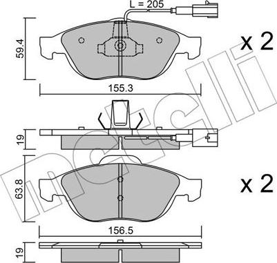 Metelli 22-0220-0 - Kit pastiglie freno, Freno a disco autozon.pro