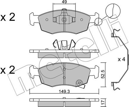 Metelli 22-0274-6 - Kit pastiglie freno, Freno a disco autozon.pro