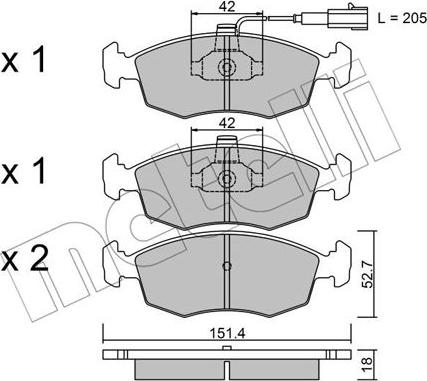 Metelli 22-0274-0 - Kit pastiglie freno, Freno a disco autozon.pro