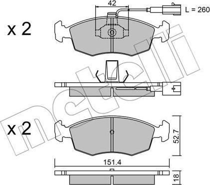 Metelli 22-0274-1 - Kit pastiglie freno, Freno a disco autozon.pro