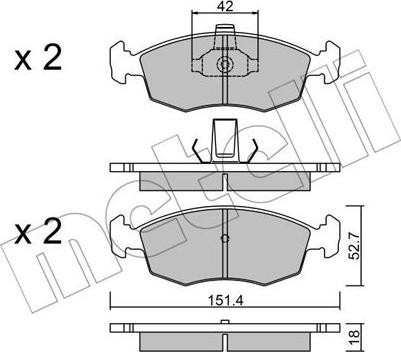 Metelli 22-0274-3 - Kit pastiglie freno, Freno a disco autozon.pro