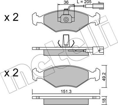 Metelli 22-0273-0 - Kit pastiglie freno, Freno a disco autozon.pro