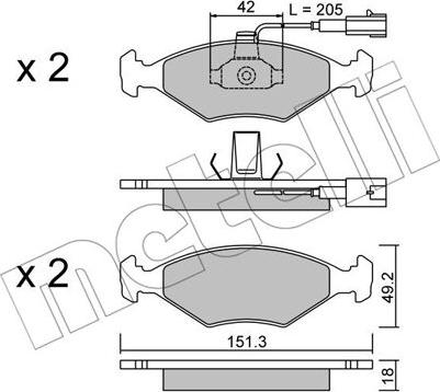 Metelli 22-0273-1 - Kit pastiglie freno, Freno a disco autozon.pro