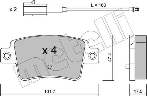 Metelli 22-0705-1 - Kit pastiglie freno, Freno a disco autozon.pro