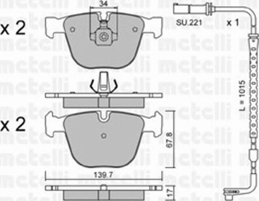 Metelli 2207733K - Kit pastiglie freno, Freno a disco autozon.pro