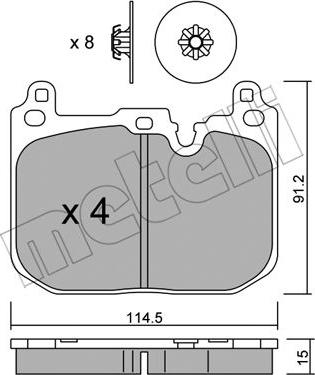 Metelli 22-1015-0 - Kit pastiglie freno, Freno a disco autozon.pro