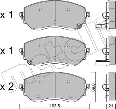 Metelli 22-1191-0 - Kit pastiglie freno, Freno a disco autozon.pro