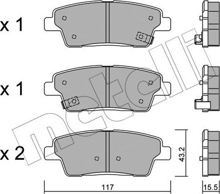 Metelli 22-1140-0 - Kit pastiglie freno, Freno a disco autozon.pro