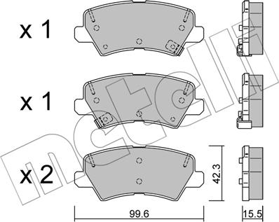 Metelli 22-1166-0 - Kit pastiglie freno, Freno a disco autozon.pro