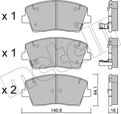 Metelli 22-1168-0 - Kit pastiglie freno, Freno a disco autozon.pro