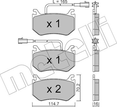 Metelli 22-1102-0 - Kit pastiglie freno, Freno a disco autozon.pro