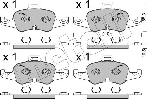 Metelli 22-1127-1 - Kit pastiglie freno, Freno a disco autozon.pro