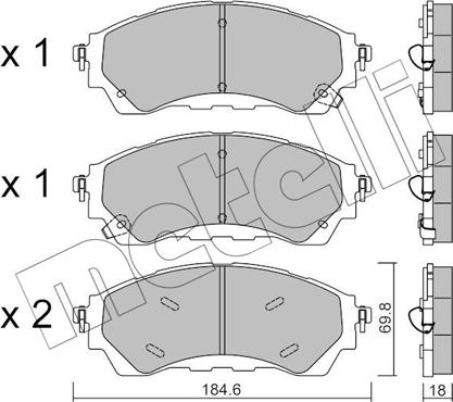 Metelli 22-1343-1 - Kit pastiglie freno, Freno a disco autozon.pro