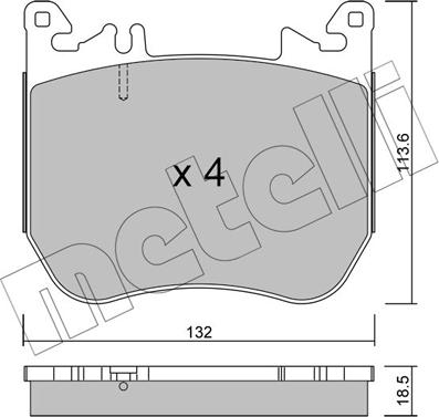 Metelli 22-1312-0 - Kit pastiglie freno, Freno a disco autozon.pro