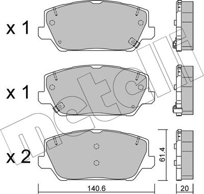 Metelli 22-1241-0 - Kit pastiglie freno, Freno a disco autozon.pro