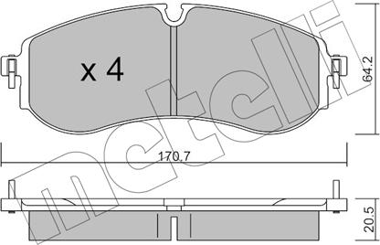 Metelli 22-1263-0 - Kit pastiglie freno, Freno a disco autozon.pro