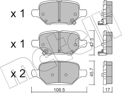 Metelli 22-1213-0 - Kit pastiglie freno, Freno a disco autozon.pro