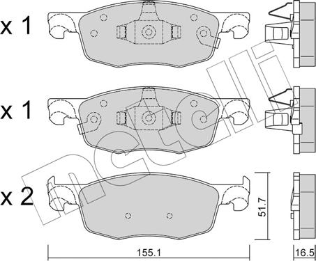 Metelli 22-1282-0 - Kit pastiglie freno, Freno a disco autozon.pro