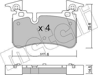 Metelli 22-1223-0 - Kit pastiglie freno, Freno a disco autozon.pro