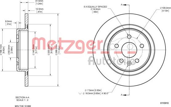 Metzger 6110910 - Discofreno autozon.pro