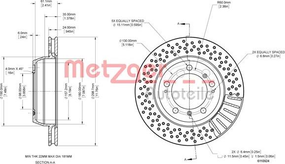 Metzger 6110924 - Discofreno autozon.pro