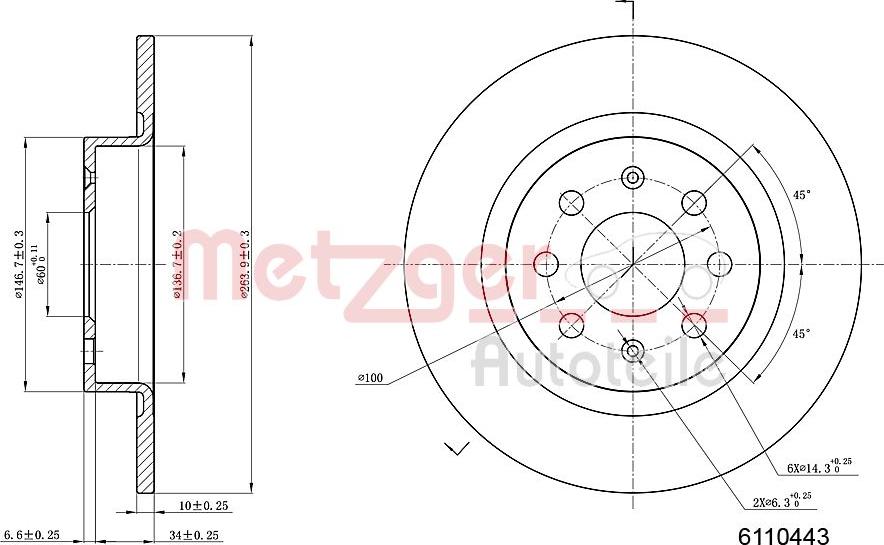 Metzger 6110443 - Discofreno autozon.pro