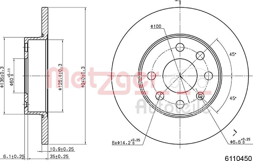 Metzger 6110450 - Discofreno autozon.pro