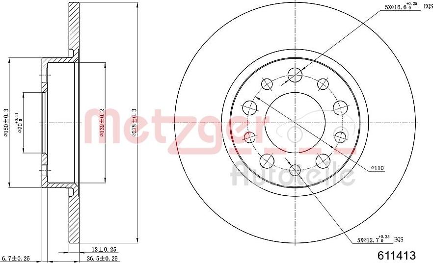 Metzger 6110413 - Discofreno autozon.pro