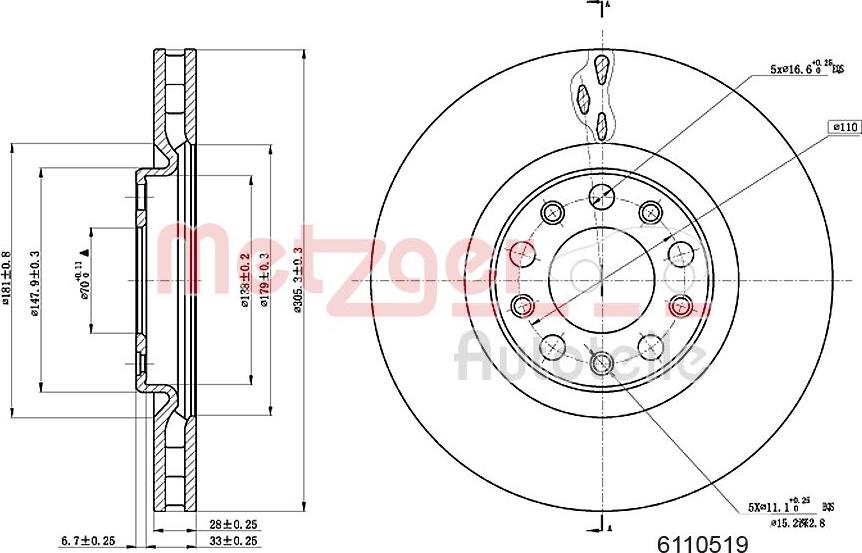 Metzger 6110519 - Discofreno autozon.pro