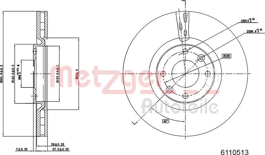 Metzger 6110513 - Discofreno autozon.pro