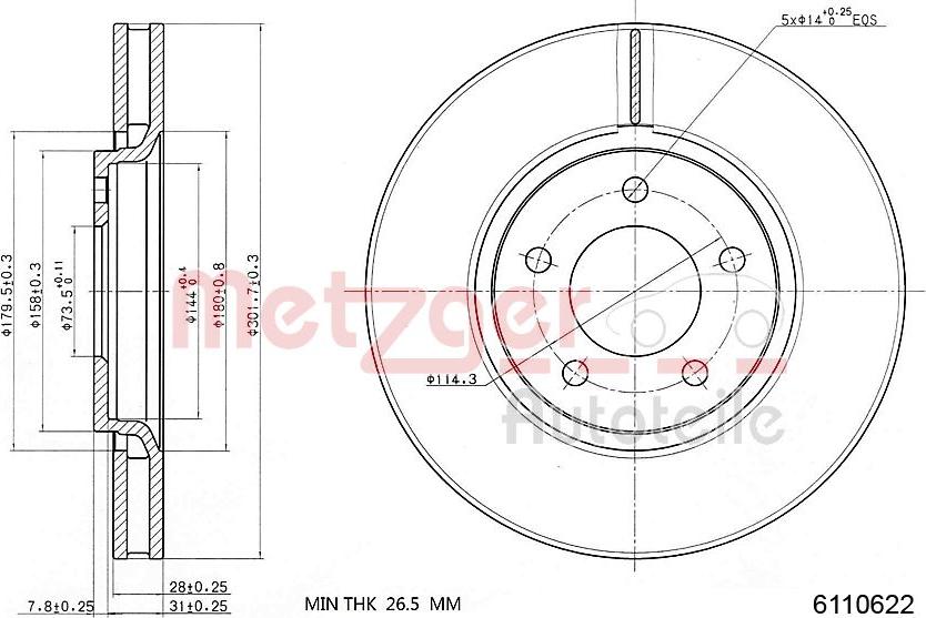 Metzger 6110622 - Discofreno autozon.pro