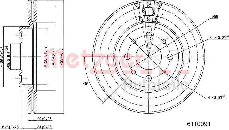 Metzger 6110091 - Discofreno autozon.pro