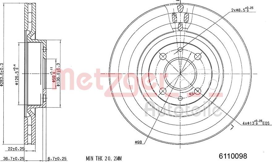 Metzger 6110098 - Discofreno autozon.pro