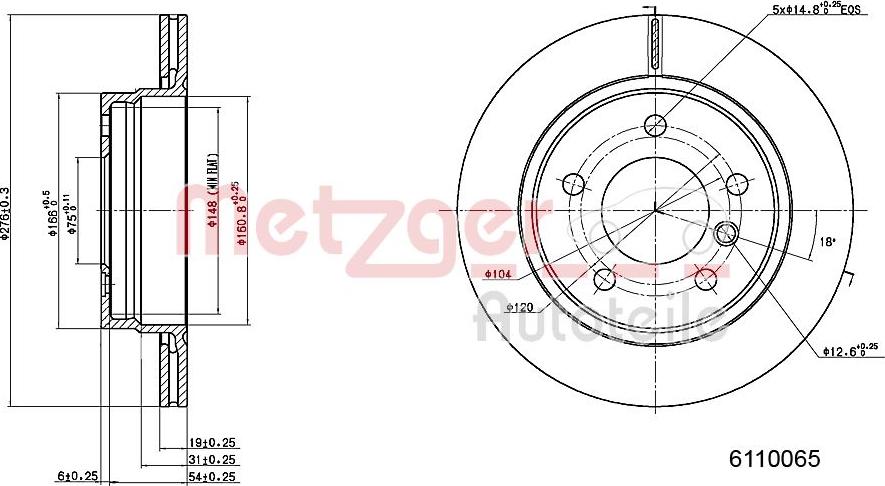 Metzger 6110065 - Discofreno autozon.pro