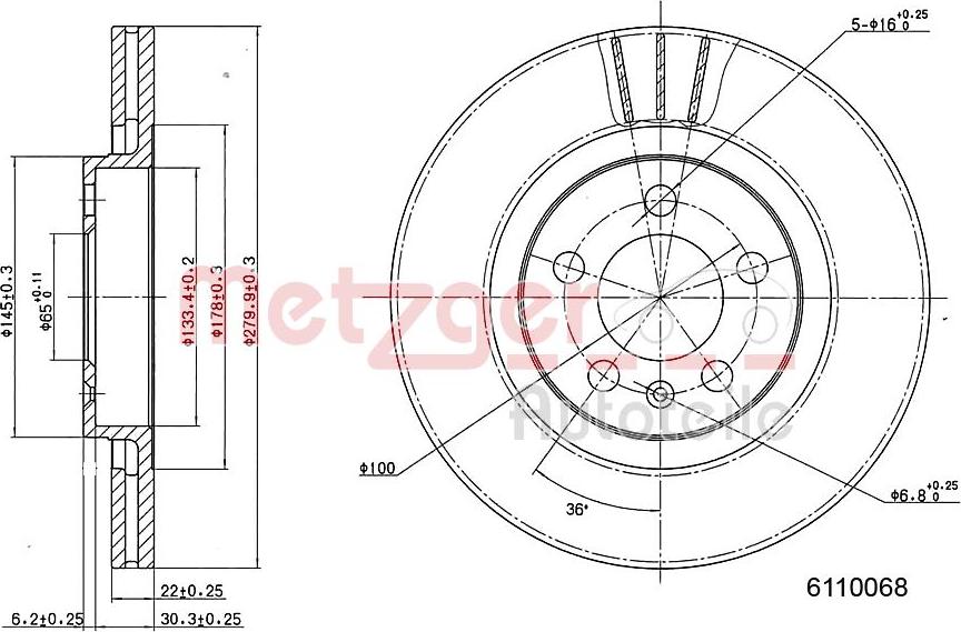 Metzger 6110068 - Discofreno autozon.pro