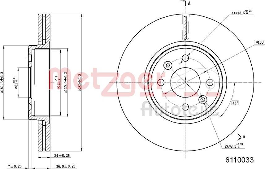 Metzger 6110033 - Discofreno autozon.pro