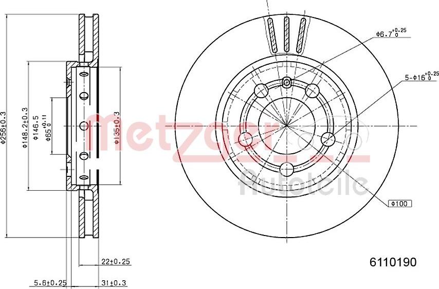 Metzger 6110190 - Discofreno autozon.pro