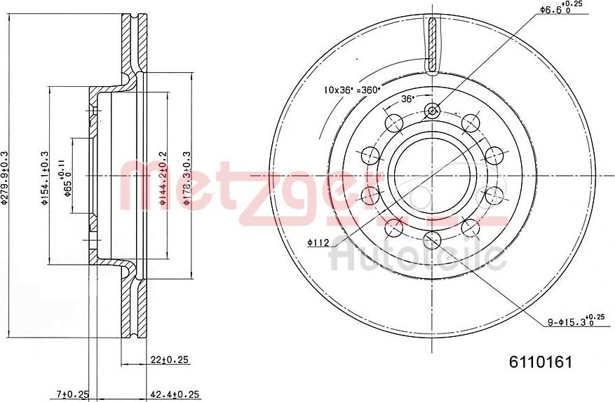 Metzger 6110161 - Discofreno autozon.pro