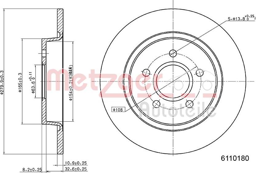 Metzger 6110180 - Discofreno autozon.pro