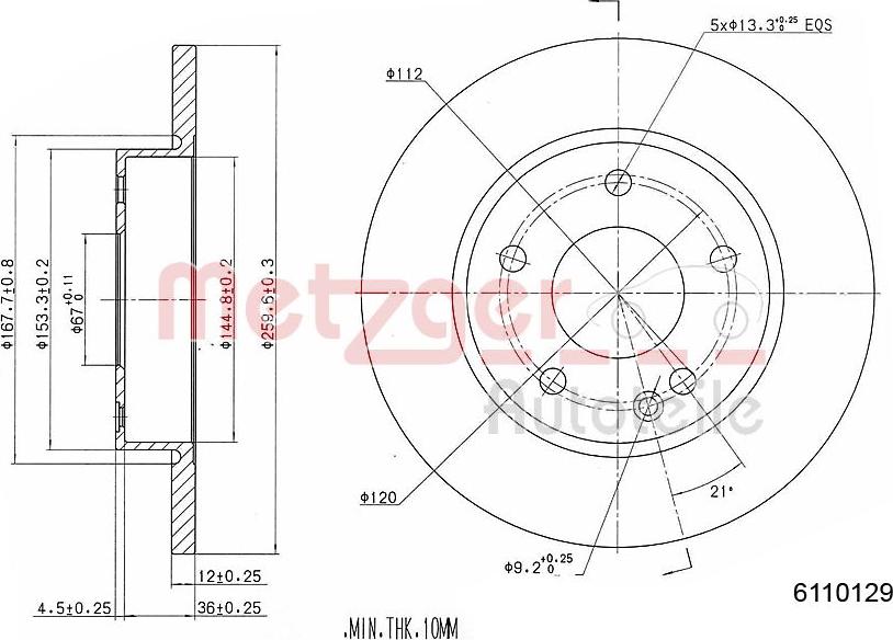 Metzger 6110129 - Discofreno autozon.pro