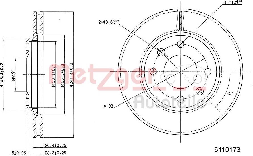 Metzger 6110173 - Discofreno autozon.pro