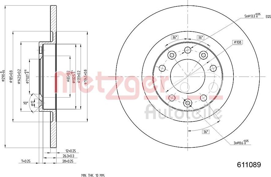 Metzger 6110890 - Discofreno autozon.pro