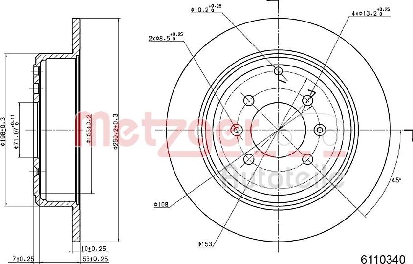 Metzger 6110340 - Discofreno autozon.pro